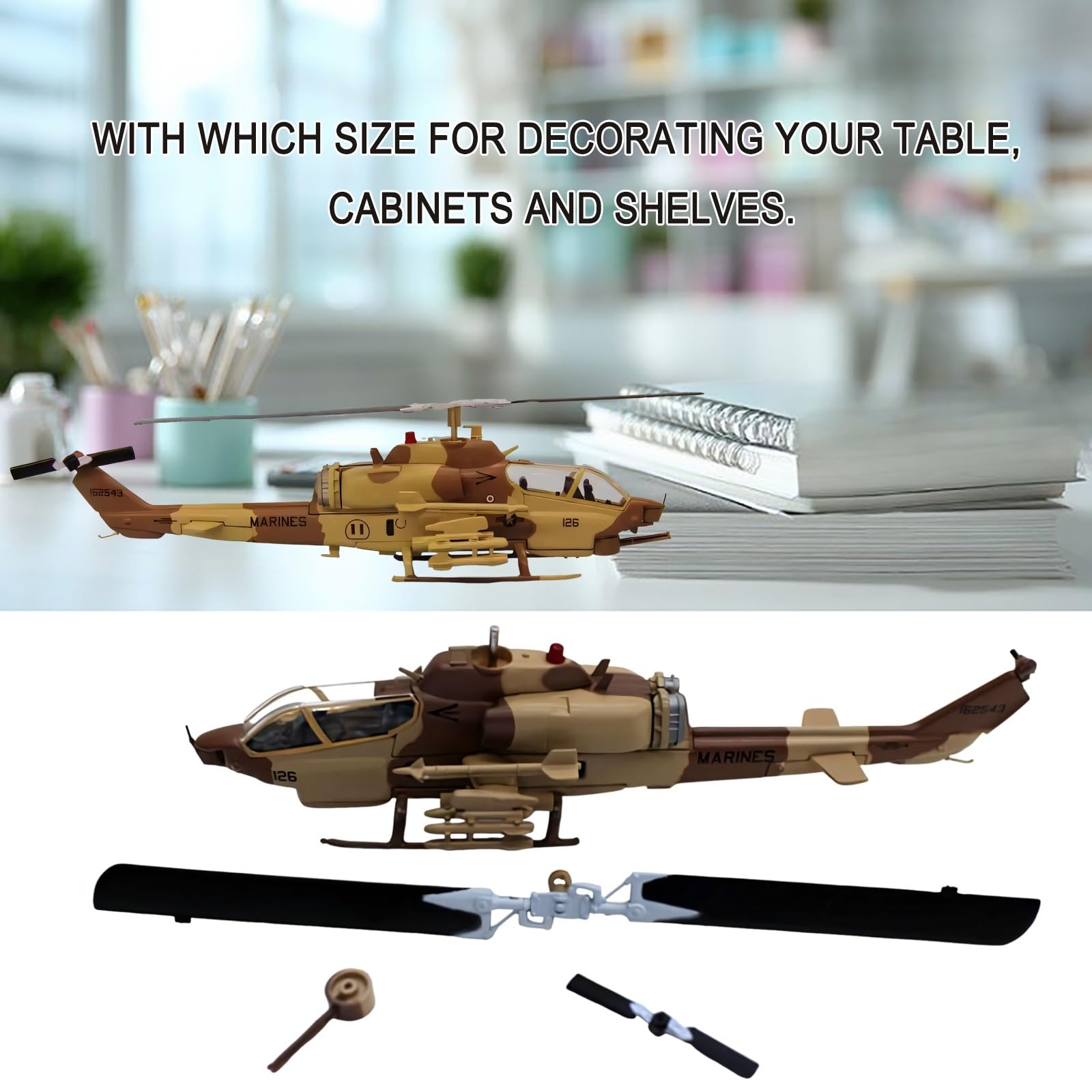 Scala 1/72 AH-1W in lega metallo militare pressofuso modello elicottero armato della marina militare replica collezione con finitura premium espositore appassionati aviazione arredamento