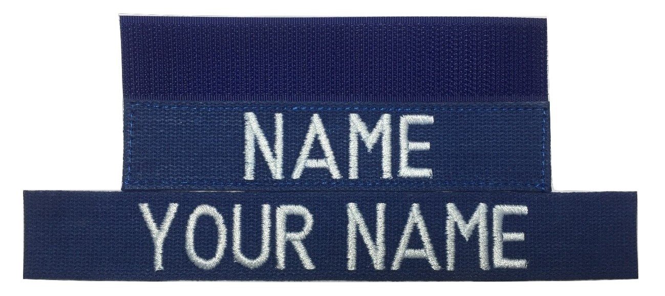 Custom Name Tape, with Fastener or Sew-On, ACU Multicam OCP Black ABU OD Green Desert Tan NavyBlue - Branch Tape (Navy Blue, with Fastener)