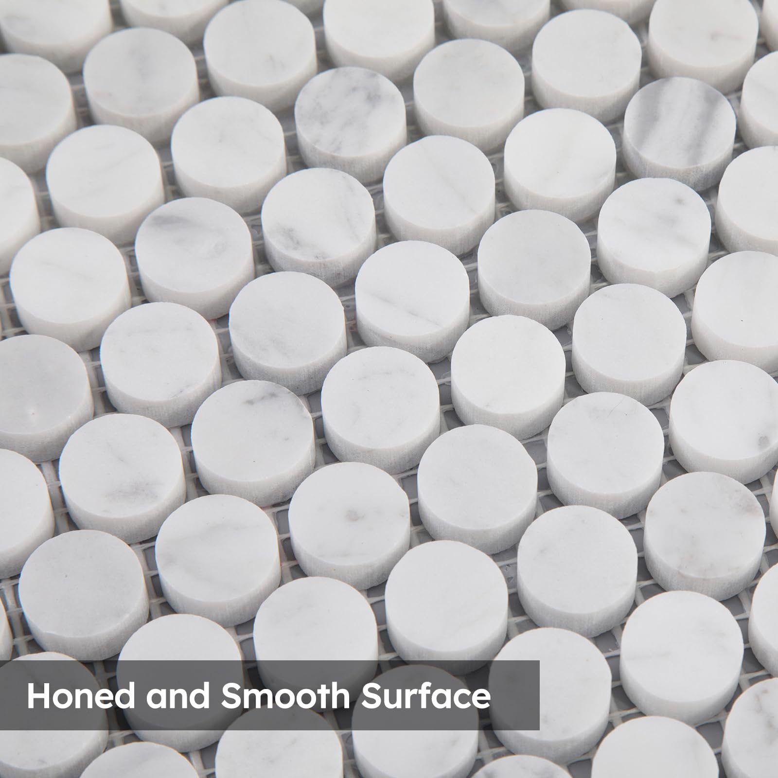 Diflart Carrara Mosaikfliese, Marmor, Weiß, 1,9 cm, geschliffen, 5 Blatt