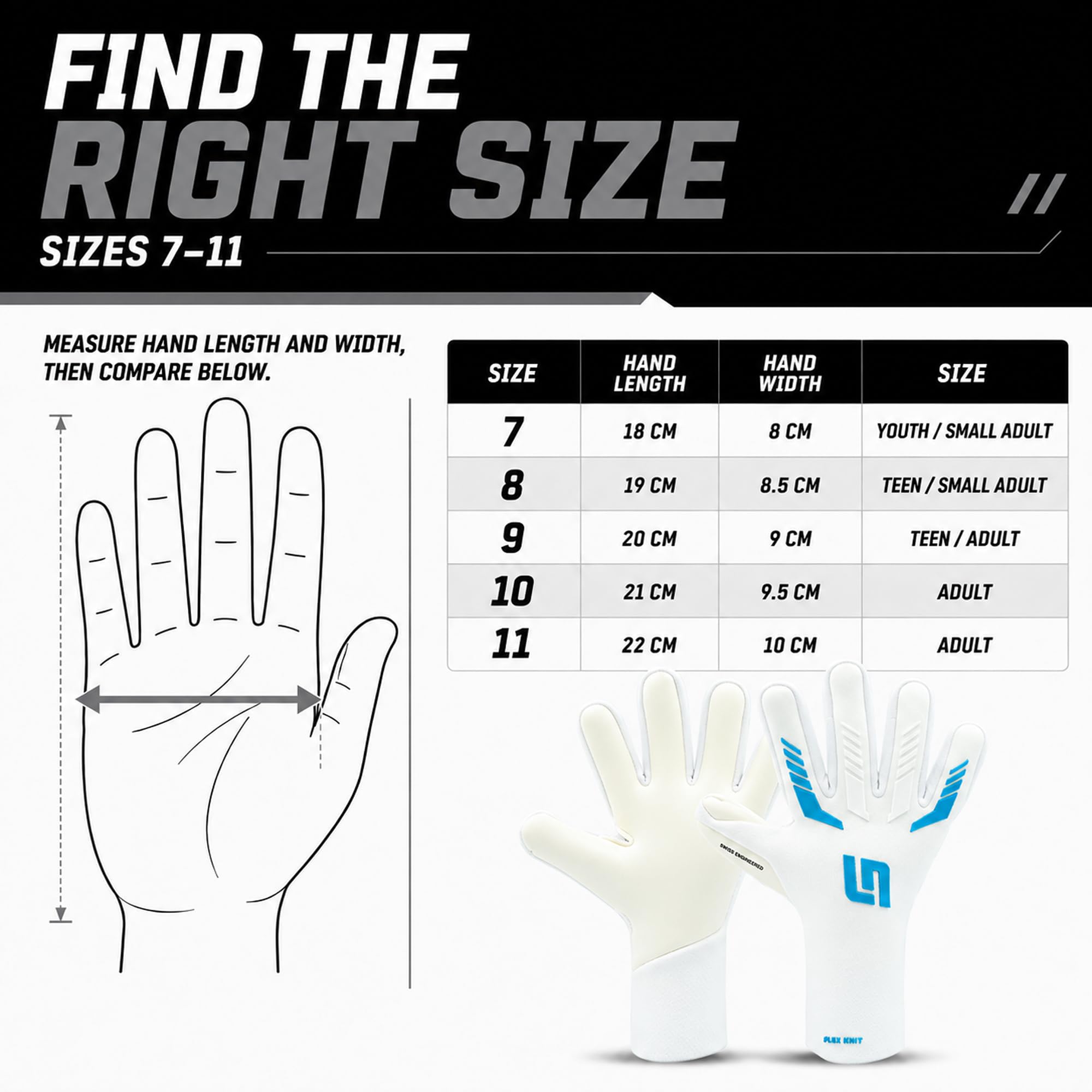 GRIPMODE Ice Knit 2.0 profesjonalne rękawice bramkarskie, rozmiar 7-11