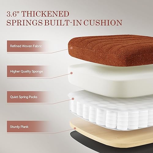 Miniatura 4 de Dowinx Silla cruzada con ruedas, tela preminum y cojín de muelles de bolsillo, silla de computadora giratoria ajustable, silla de computadora de