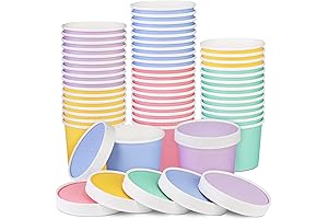 Ruisita Disposable Ice Cream Containers with Assorted Colorful Lids