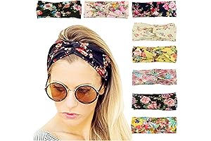 DRESHOW 8 Pack Floral Headbands for Women, Yoga Knotted Headbands for Workout,...