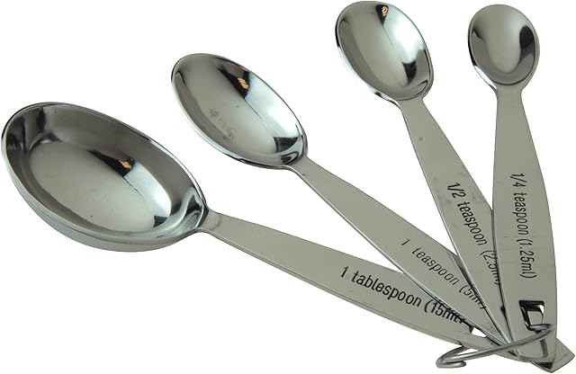 APOLLO Measuring Spoon Set 4 Oval DL,Silver,14x1.5x4