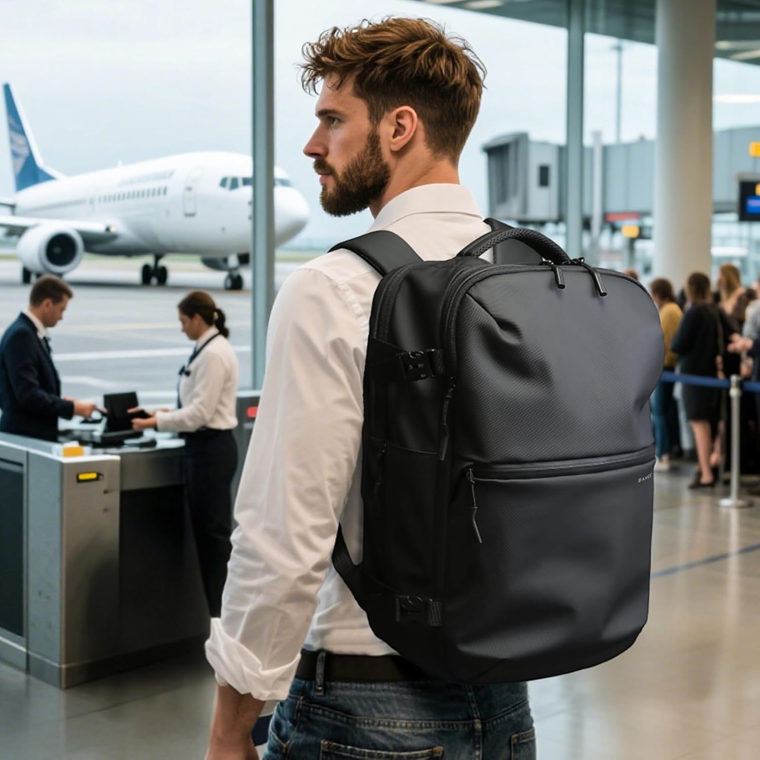 BANGE Travel Backpack for Men, Waterproof Lightweight Laptop Backpack for Business and Work, Anti Theft Rucksack for Men and Women