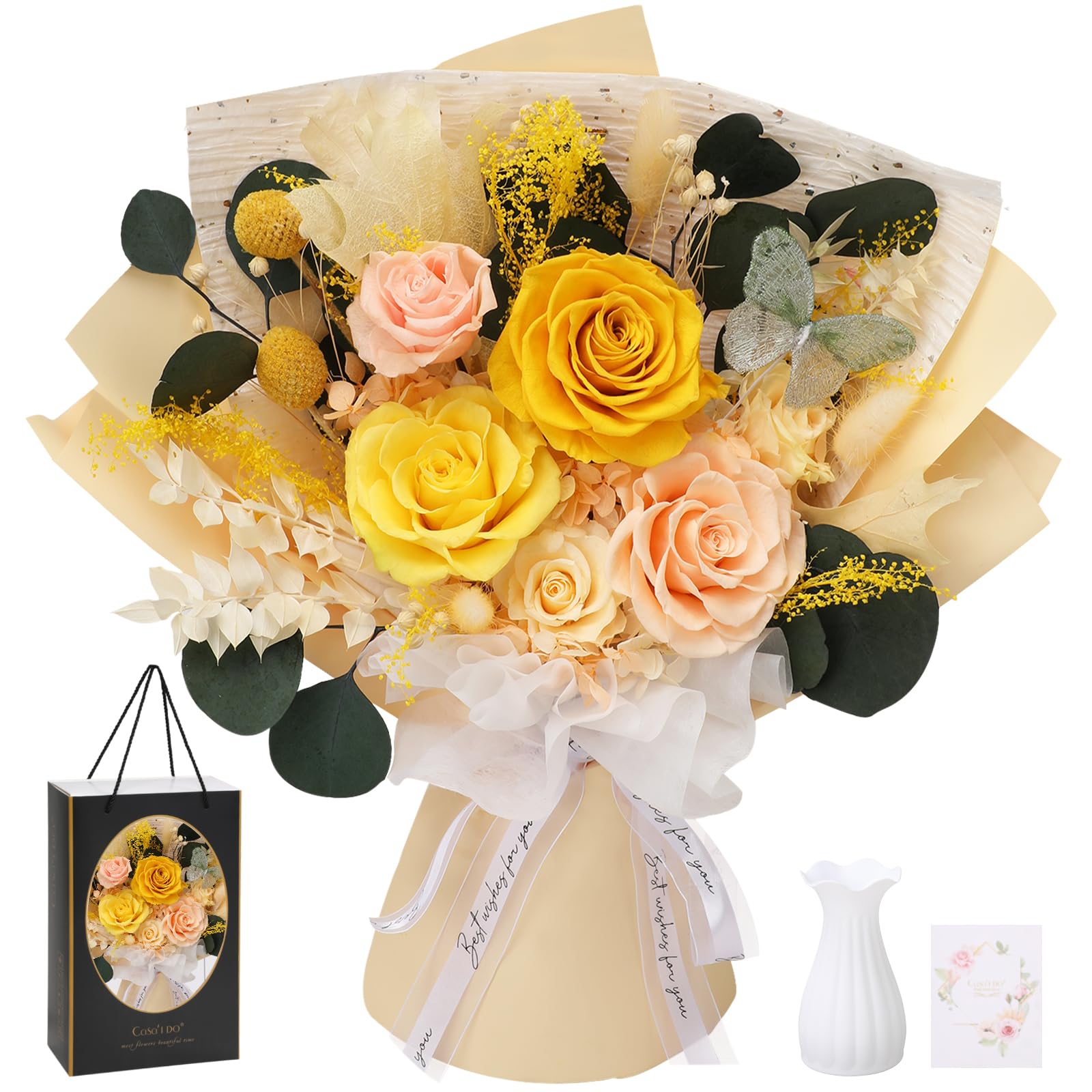 Casaido Preserved Yellow Roses Bouquet