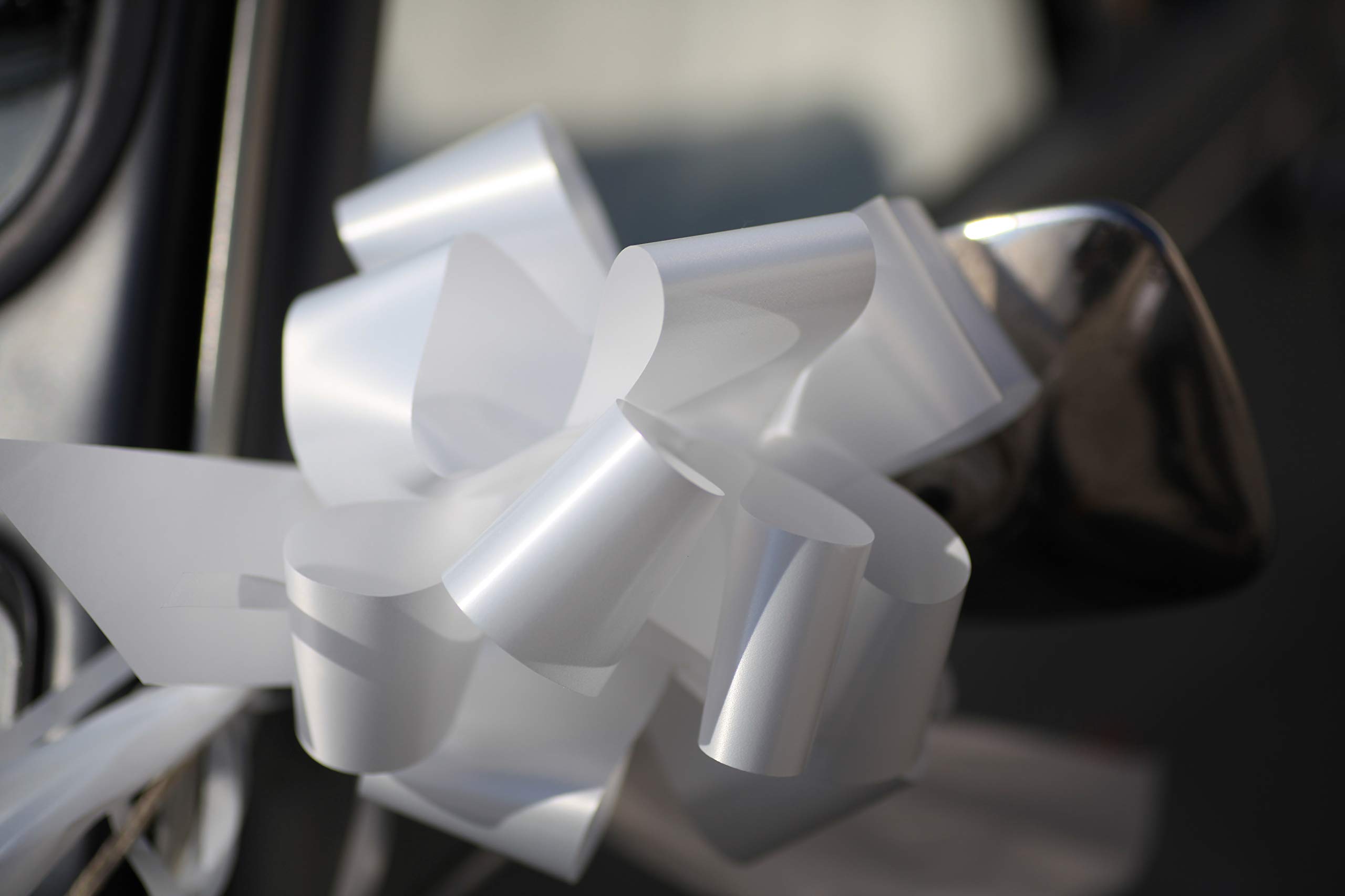 BOLIS Kit COCCARDE Bianco | Decorazione Auto Matrimonio |Fiocchi Auto | Ideale per Auto CASA Nozze Battesimo Laurea Comunione Gran Fiocco