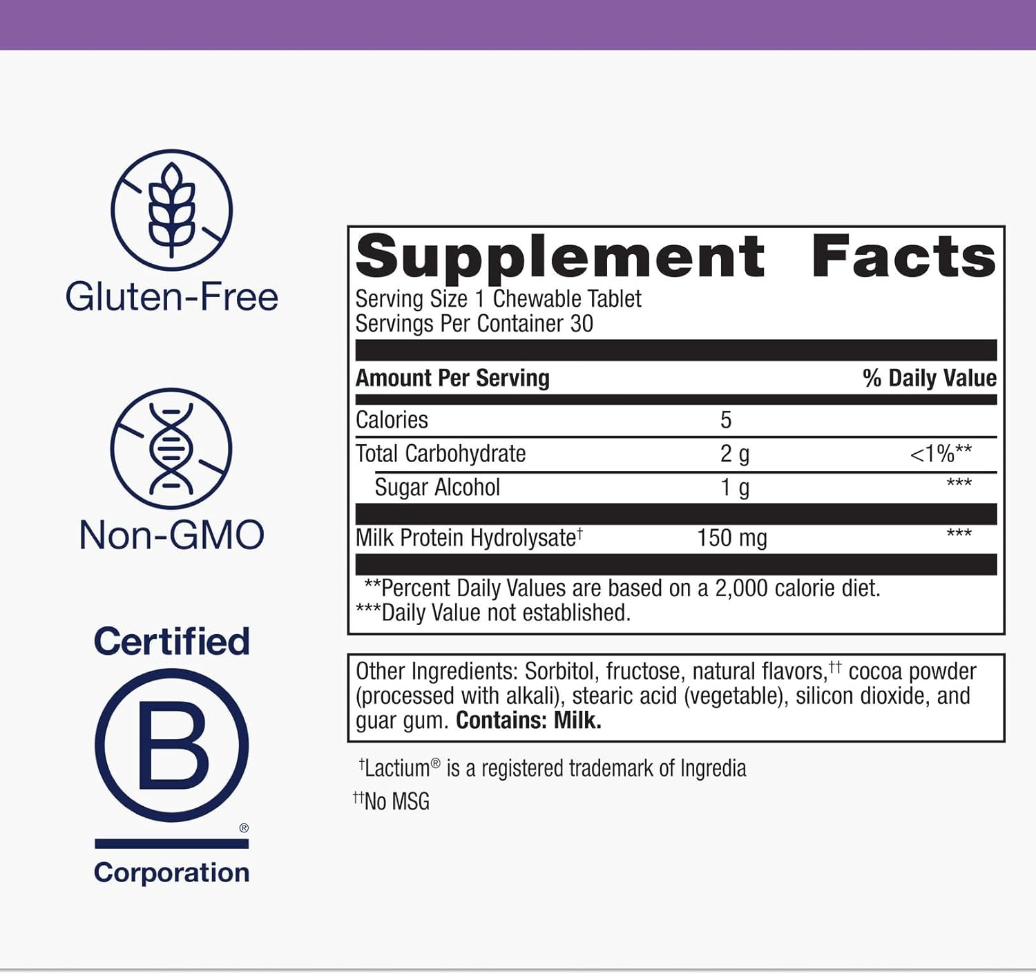 Metagenics NuSera - Chocolate-Flavored Chewable Stress & Calm Support with Lactium - Supports Relaxation, Sleep Quality & Mental Balance - Non-GMO, Gluten-Free - cGMP Certified - 30 Chewable Tablets - Image 4