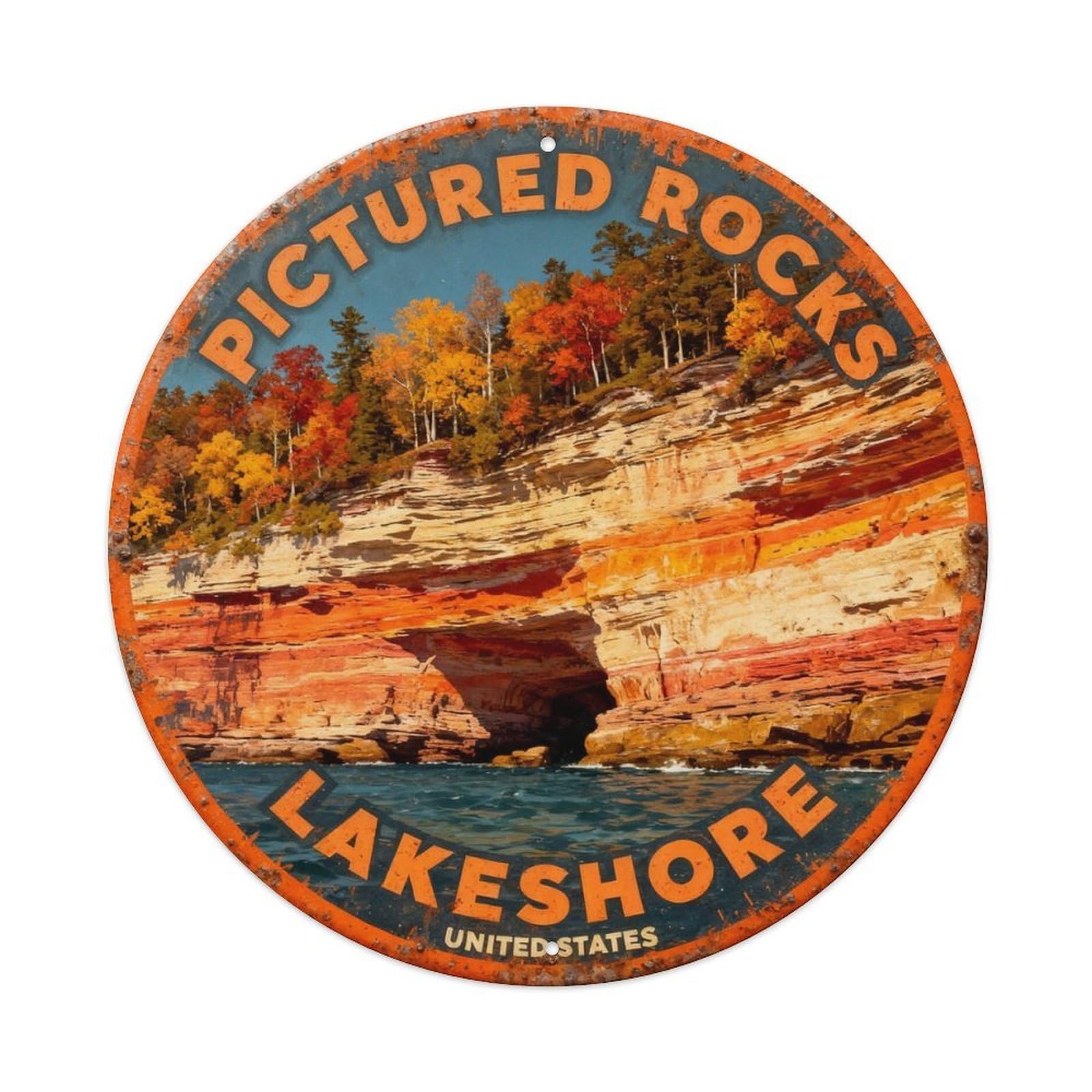PICTURED ROCKS LAKESHORE Metal Tin Sign Plaque