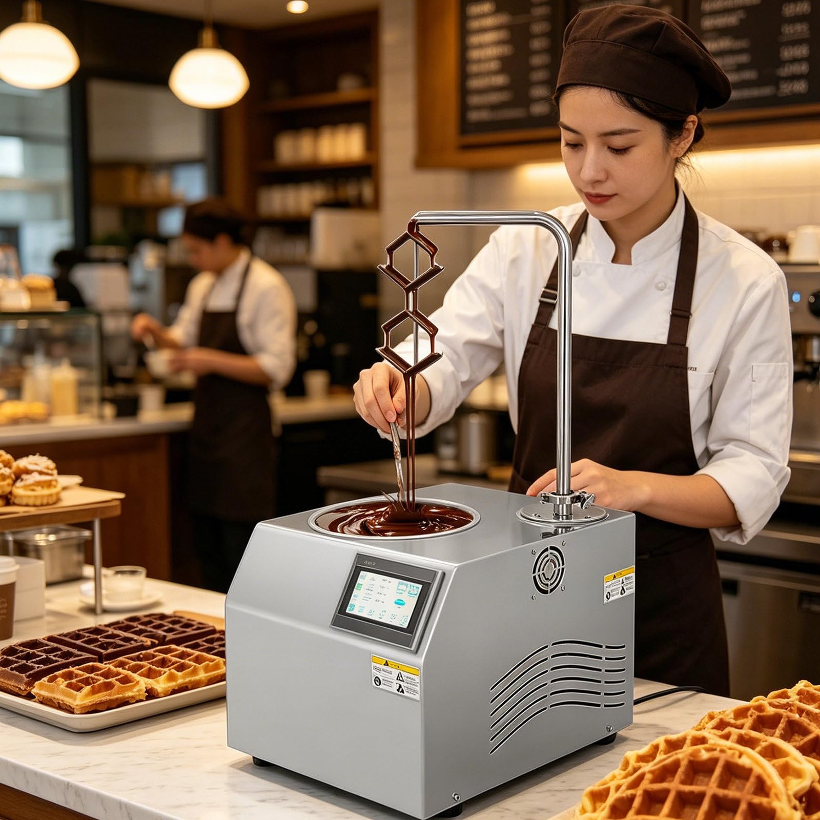 SOTIKARERY Commercial Chocolate Melting Pot Electric 5.5L :Chocolate Tempering & Fountain Machine with Dual-Zone Heating, Quick Disassembly, for Party, Wedding, Buffet, Chocolate Fountains