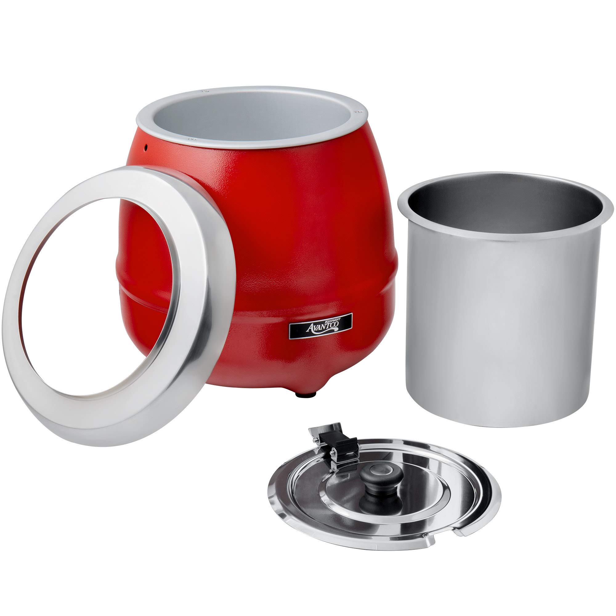 Soup Kettle Warmer,11 Qt. Round Red Countertop Food,120V, 400W