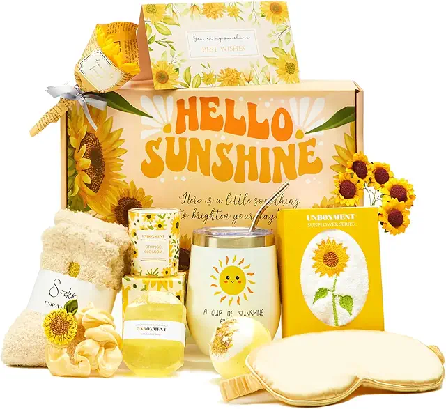 Beterschap Mand: Unboxment Sunflower Zorgpakket voor Vrouwen - 14 Delige Relaxatiecadeaus