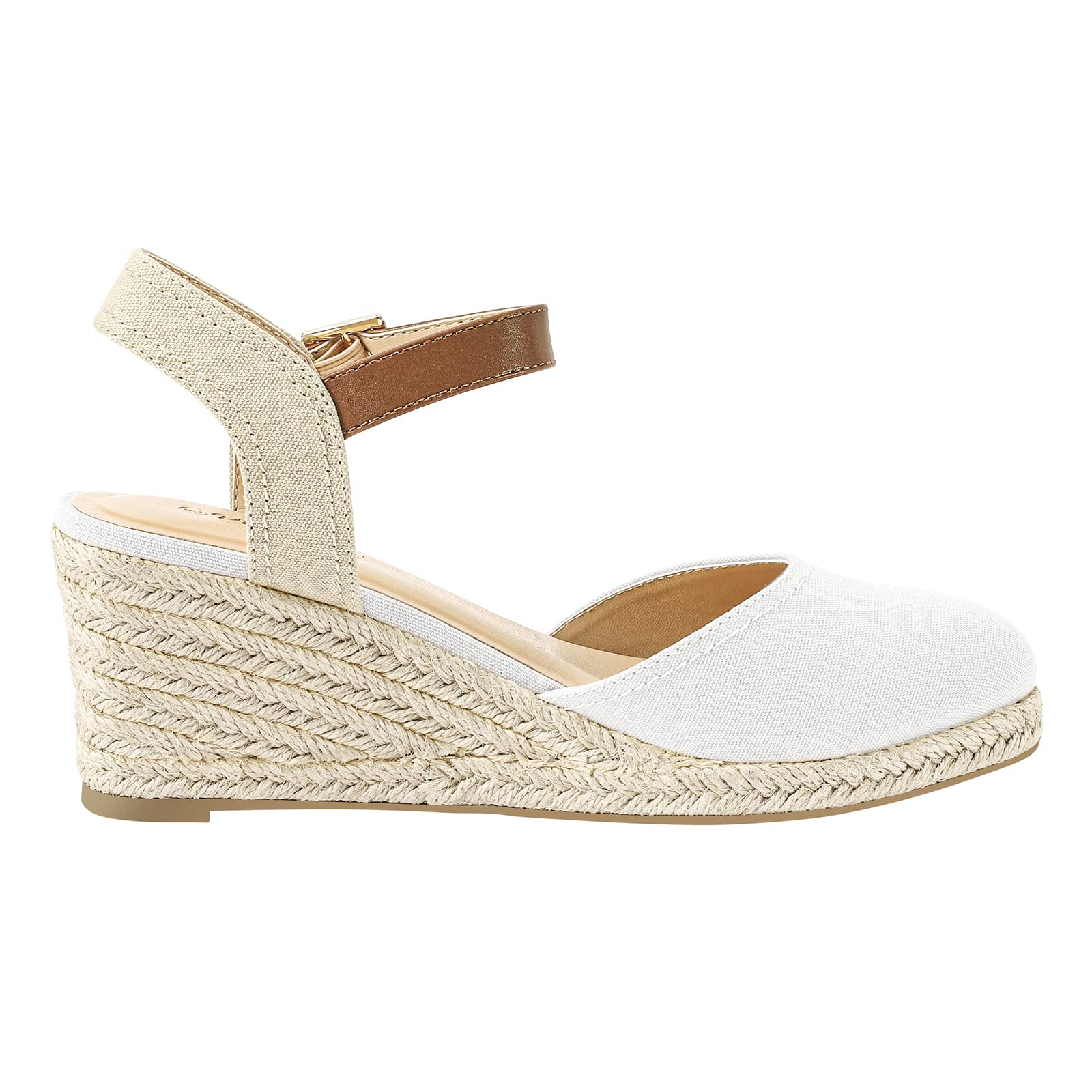 PIZZ ANNU Sandalias Mujer Verano Alpargatas con Cuñas de Esparto y Punta Cerrada Plataforma Espadrilles Zapatos Tacón Novia Boda Elegantes