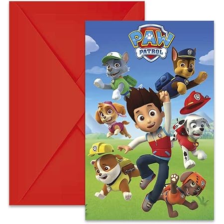 Amscan 8 Cartons D Invitations 8 Enveloppes Pat Patrouille Paw Patrol Pour Invitez 8 Enfants Anniversaire Fete Amazon Fr Cuisine Et Maison