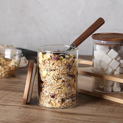 Miniatura 7 de KKC HOME ACCENTS Frascos de vidrio sellados para almacenamiento de alimentos con cuchara para encimera de cocina, recipientes de té de vidrio para