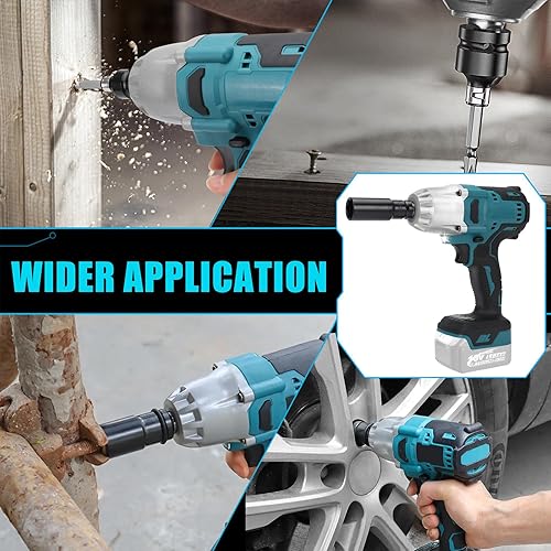 Miniatura 7 de Llave de impacto inalámbrica compatible con batería Makita de 18 V, 600 N.m de rango medio de 12 pulgada y llave de impacto de alto par de 38