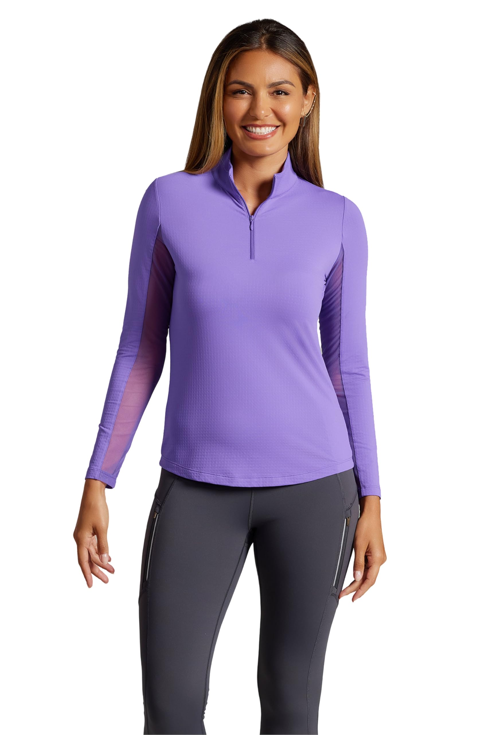 IBKUL Athleisure Wear Sun Protective UPF 50+ Icefil Cooling-Solid Long Sleeve Mock Neck Top-80000