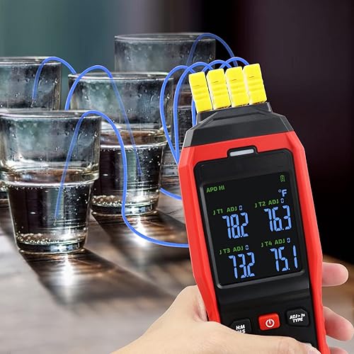 Miniatura 6 de Termómetro de termopar Registrador de datos, 4 canales, termómetro digital tipo K con 5000 grupos, grabación de temperatura programable, rango de