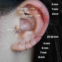 Vista 104 de Small Gold or Sterling Silver Huggie Hoop Earrings for Women Cartilage Nose Helix Tragus