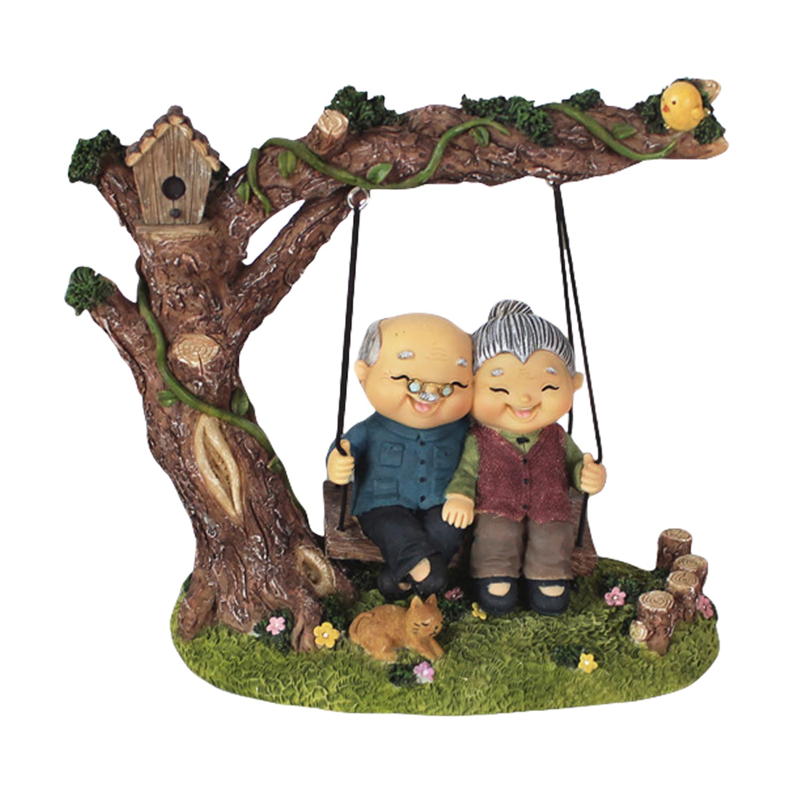 oringnat Romantics Resins Loving Elderly Couple Figurine Statue Ornament for Home Decors and Wedding Valentines