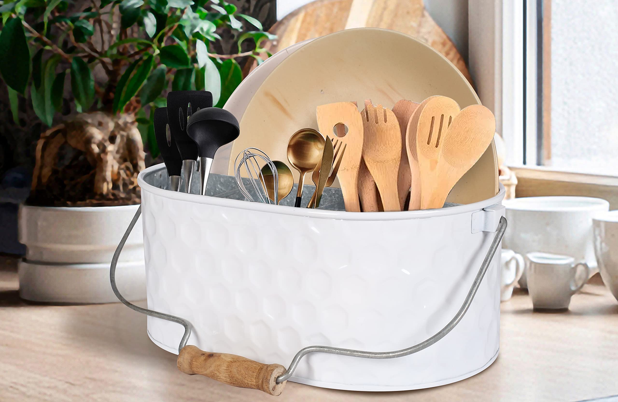 galvanized metal utensil holder