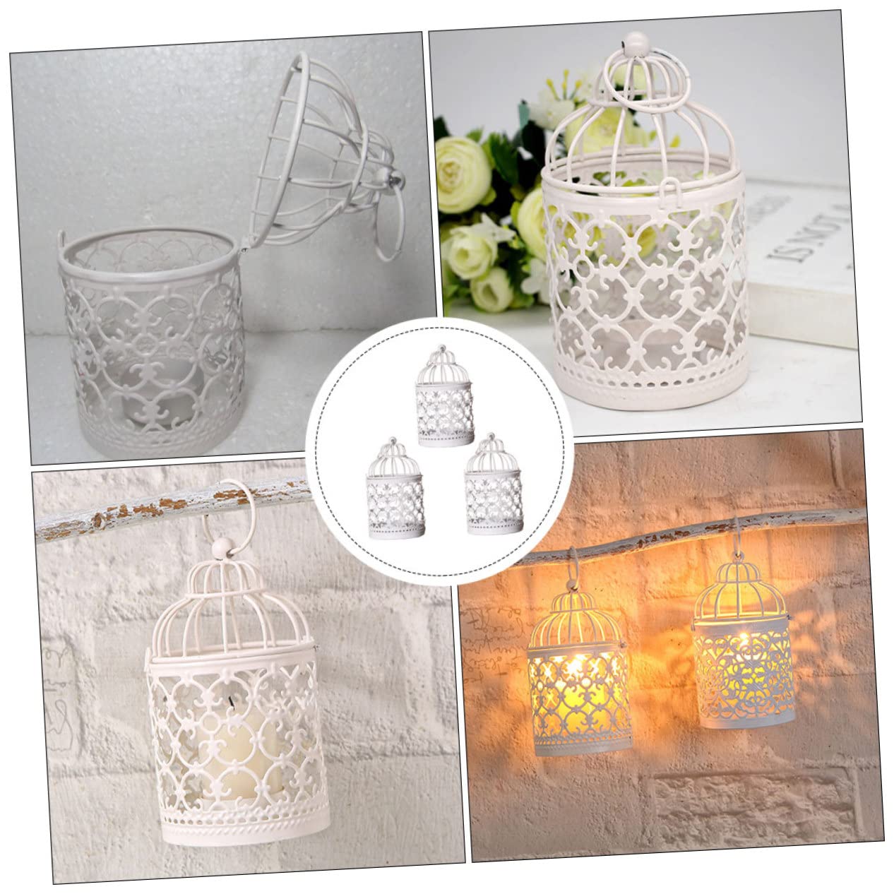 Alipis 2 Juegos Portavelas De Jaula De Pájaros Hueca Candle Holder Jaula Pajaros Jaulas Pajaros Candelabro De Pared Sujetavelas Taza De Vela Candelita Hierro Forjado 3 Piezas * 2