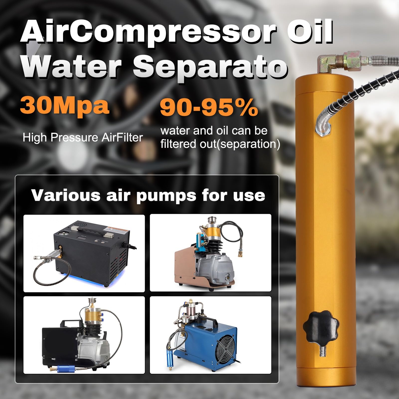 Pongnas Filtre en Aluminium à Haute Pression de Filtre de Compresseur D'Air de Séparateur D'eau D' de 30Mpa avec la Couche pour des Systèmes de Pompe à Air