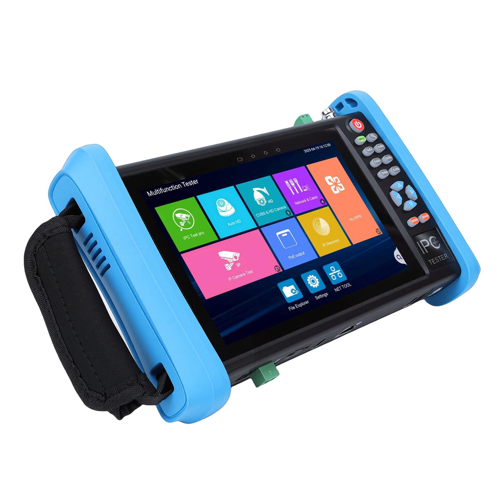 Tester CCTV Tester per Telecamera Portatile con Display HD da 7 Pollici per Telecamere IP/analogiche da Lavoro All'aperto Materiale ABS (Spina europea)