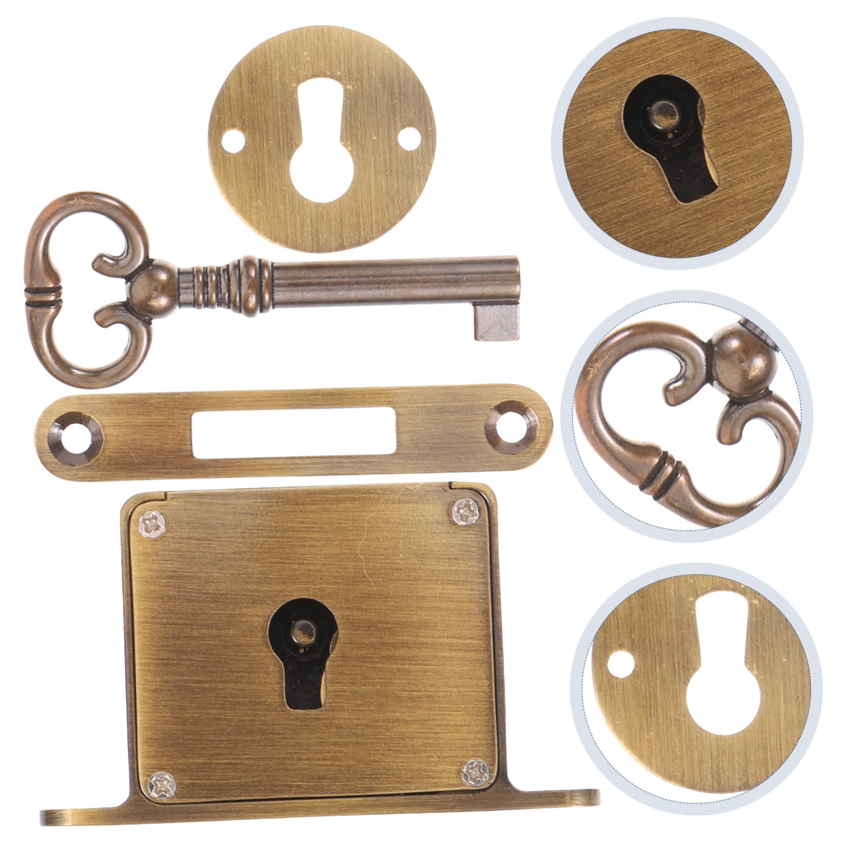 Schubladenschloss aus Messing mit Schlüssel, Antik Gold, 1 Satz