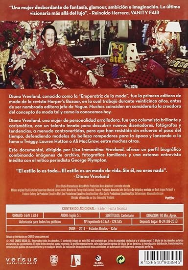 Amazon Com Diana Vreeland The Eye Has To Travel Non Usa Format Pal Reg 2 Import Spain Movies Tv