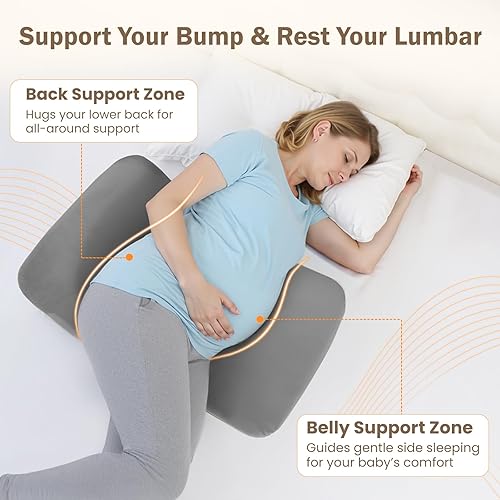 Miniatura 6 de Almohada de embarazo ajustable de 30° – Almohada de maternidad portátil de viaje con funda lavable, alivio de espalda, presión abdominal y cadera,