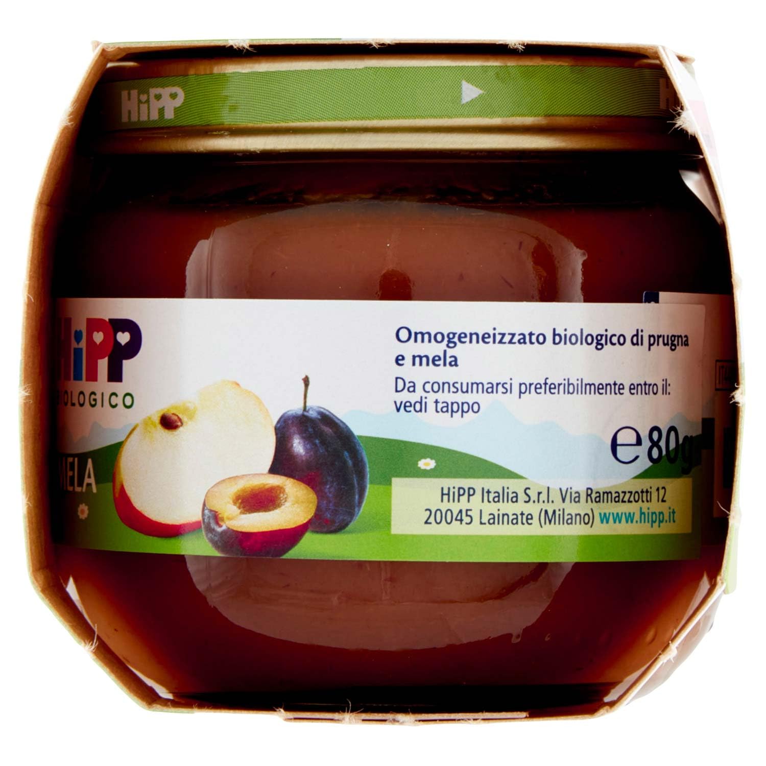 HiPP Omogeneizzato Biologico di Prugna e Mela 4+ Mesi, 2 x 80g