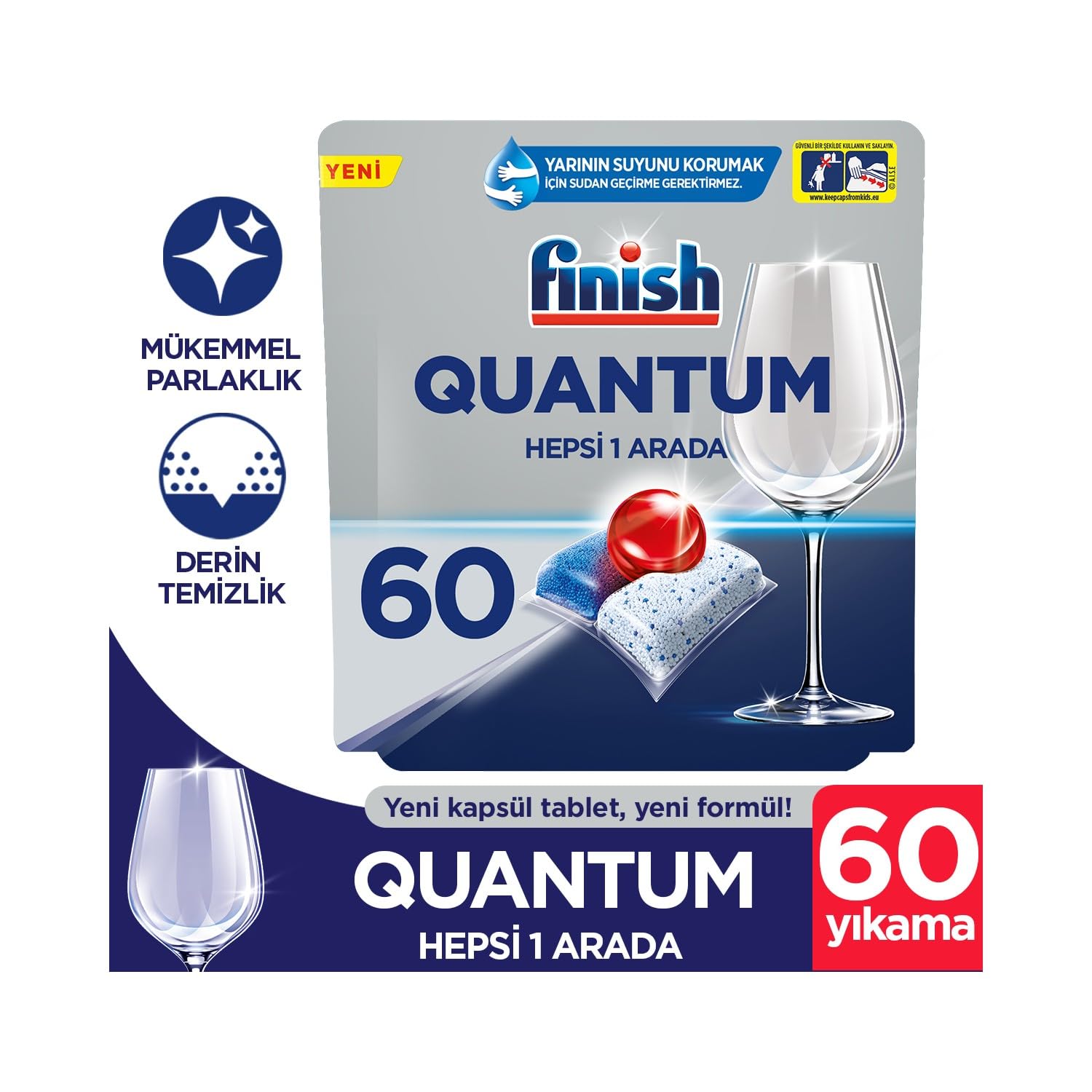Finish Quantum 60 Kapsül Bulaşık Makinesi Deterjanı Tableti (1…
