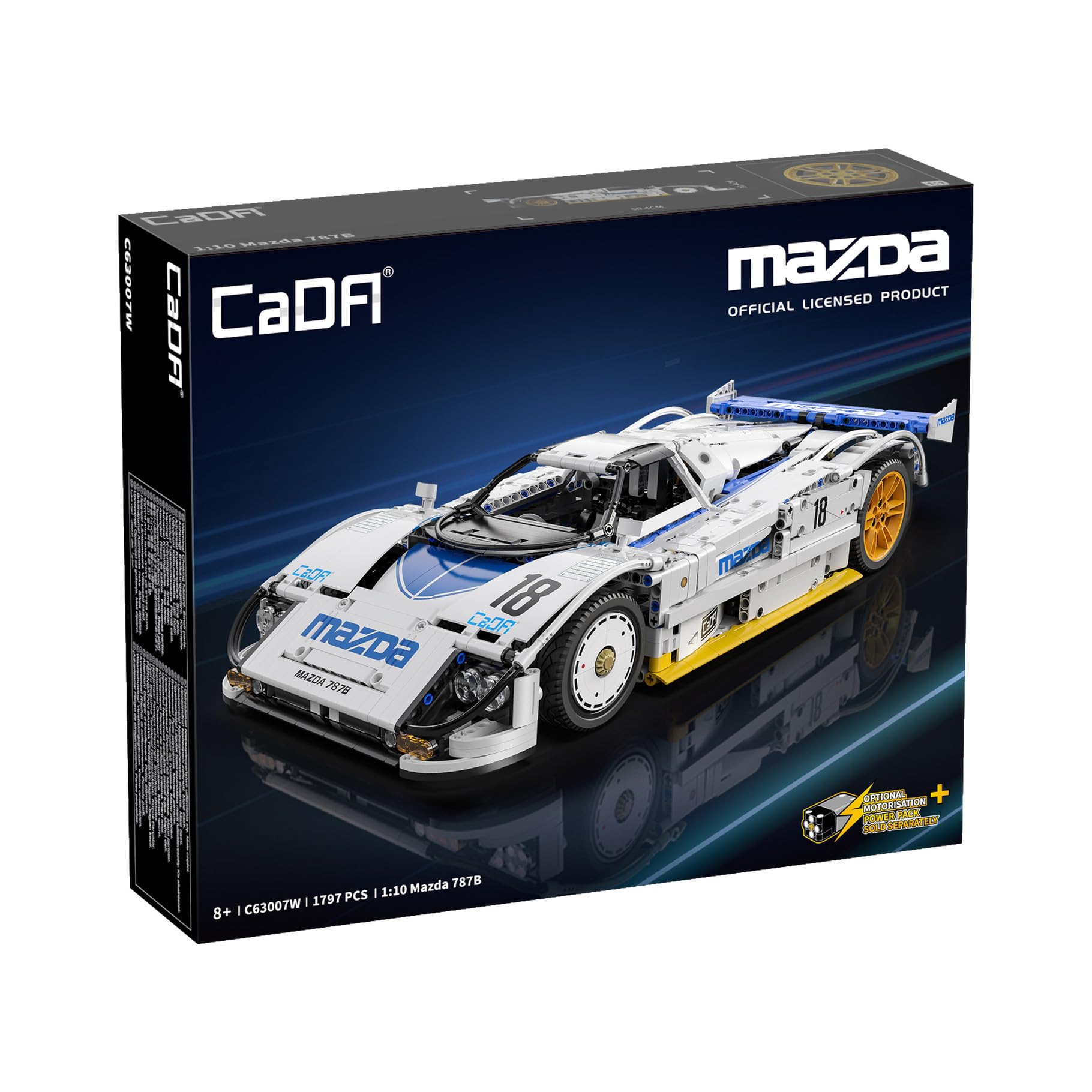 CaDA Mazda 787B - Coche de carreras japonés 1:10 - 1797 piezas - Bloque de construcción de ladrillo autoconstruido, modelo C63007W