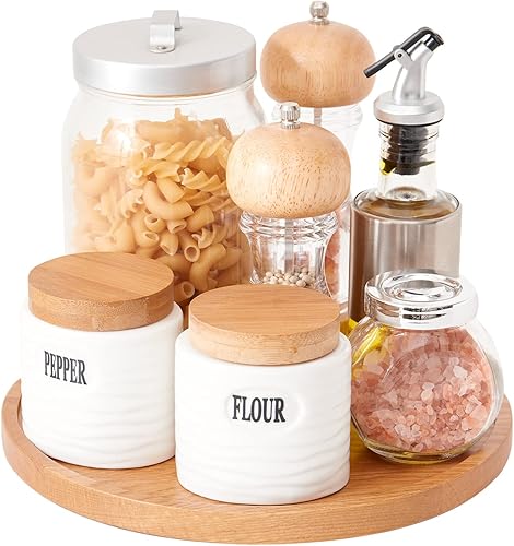 Organizador Lazy Susan de 10 pulgadas para cocina, mesa giratoria Lazy Susan de madera de roble para organización de mesa de despensa