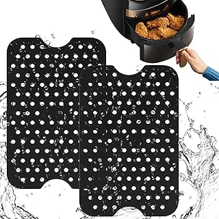Vicloon Silicone Air Fryer Liners, 2PCS 7.87x 5.31" Square Reusable Silicone Air Fryer Mat, Non-Stick Air Fryer Mats, Easy Clean Air Fryer Accessories for Air Fryer Baking Steaming Cooking