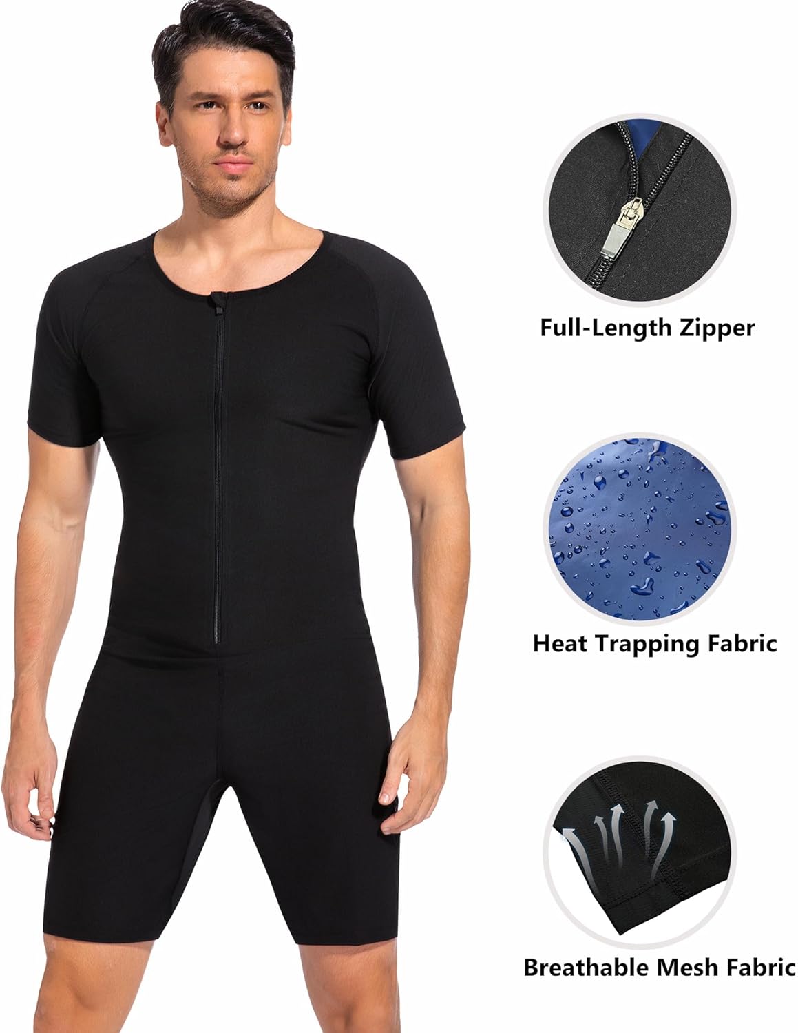 FUXERT Sauna Suit for Men 3 in 1 Slimming Full Body Sauna Jumpsuit Mens Waist Trainer for Workout - Image 3