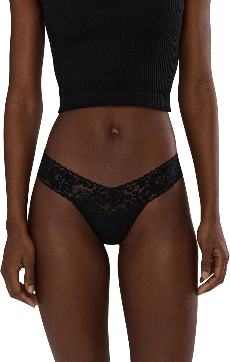 Tangas Dreamease de talle bajo para mujer | Ropa interior de lencería de encaje, bragas de algodón ecológico | Paquete de 3