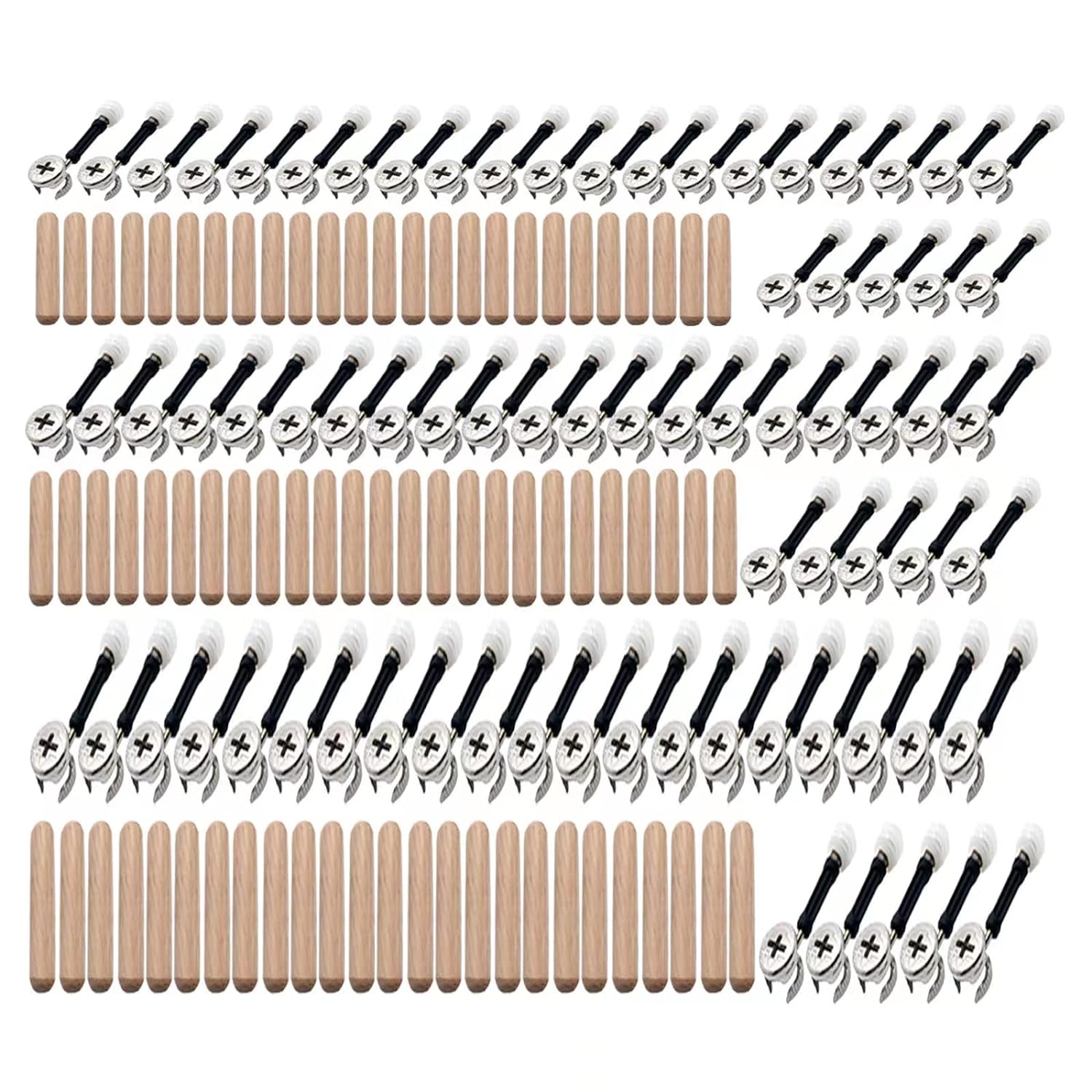 300Pcs 3-in-1 Furniture Connecting Hardware Cam Lock Fasteners Kit,Cam Fitting & Wood Dowel Pins & Pre-Inserted Nut Cam Locks for Furniture Crib Cabinet Drawer Wardrobe Splicing (similar not exact)