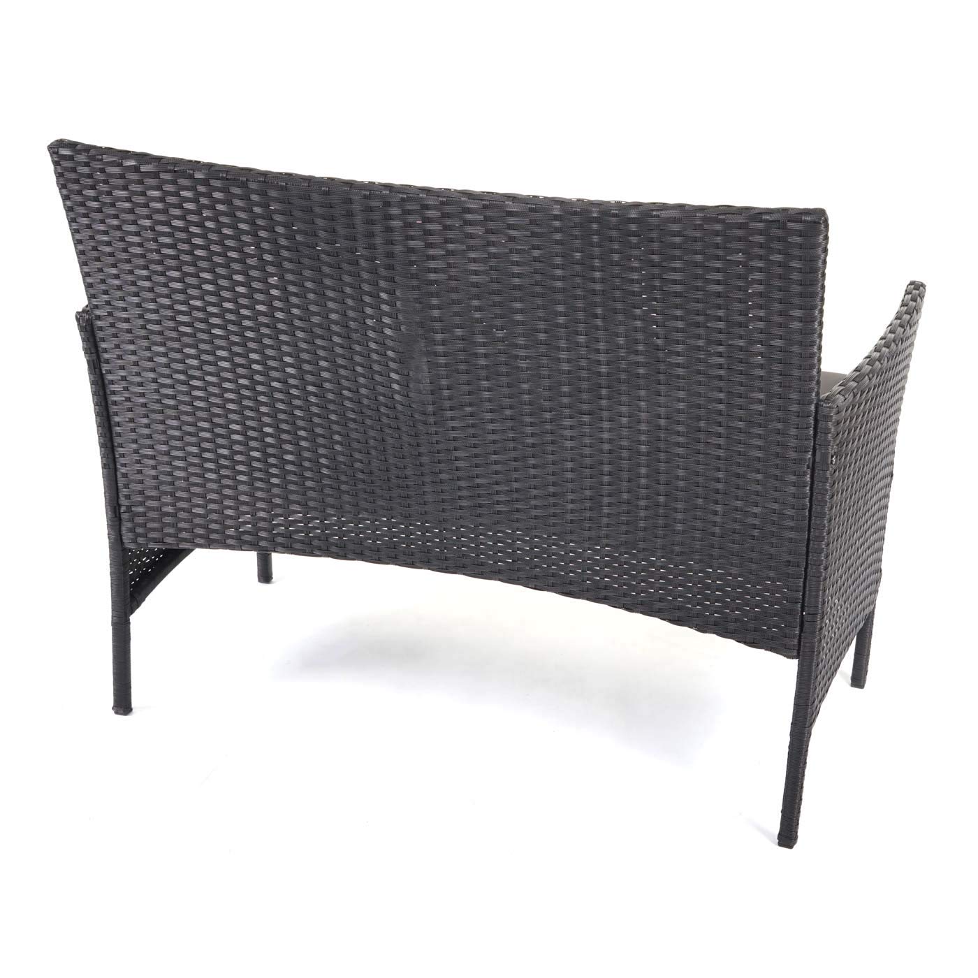 Mendler Set salotto giardino esterno salottino elegante HWC-D82 polyrattan nero con cuscini antracite