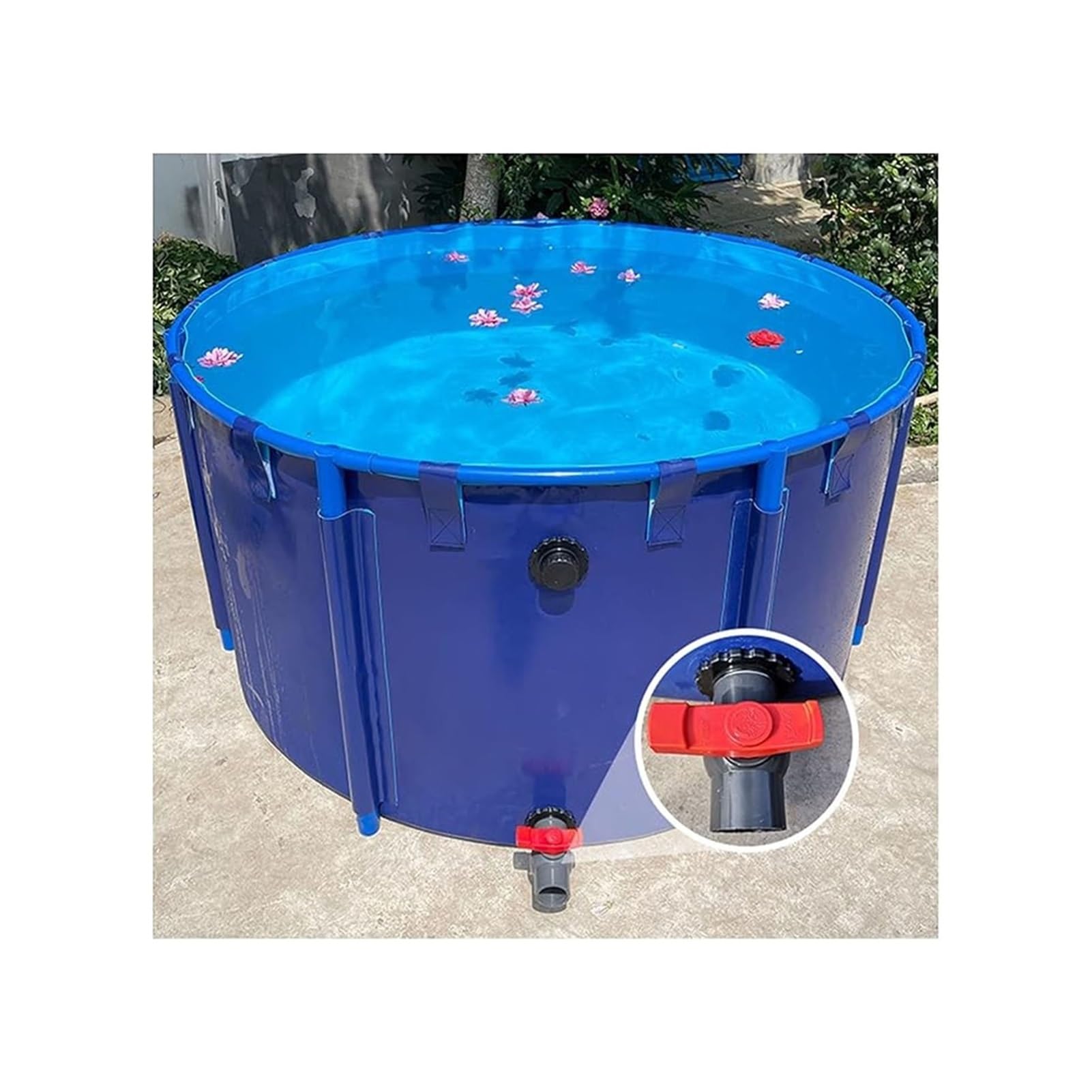 Fischteich Pool Aufstellaquarium mit Ablassventil, PVC Leinwand und Stahlrahmen für den Außenbereich