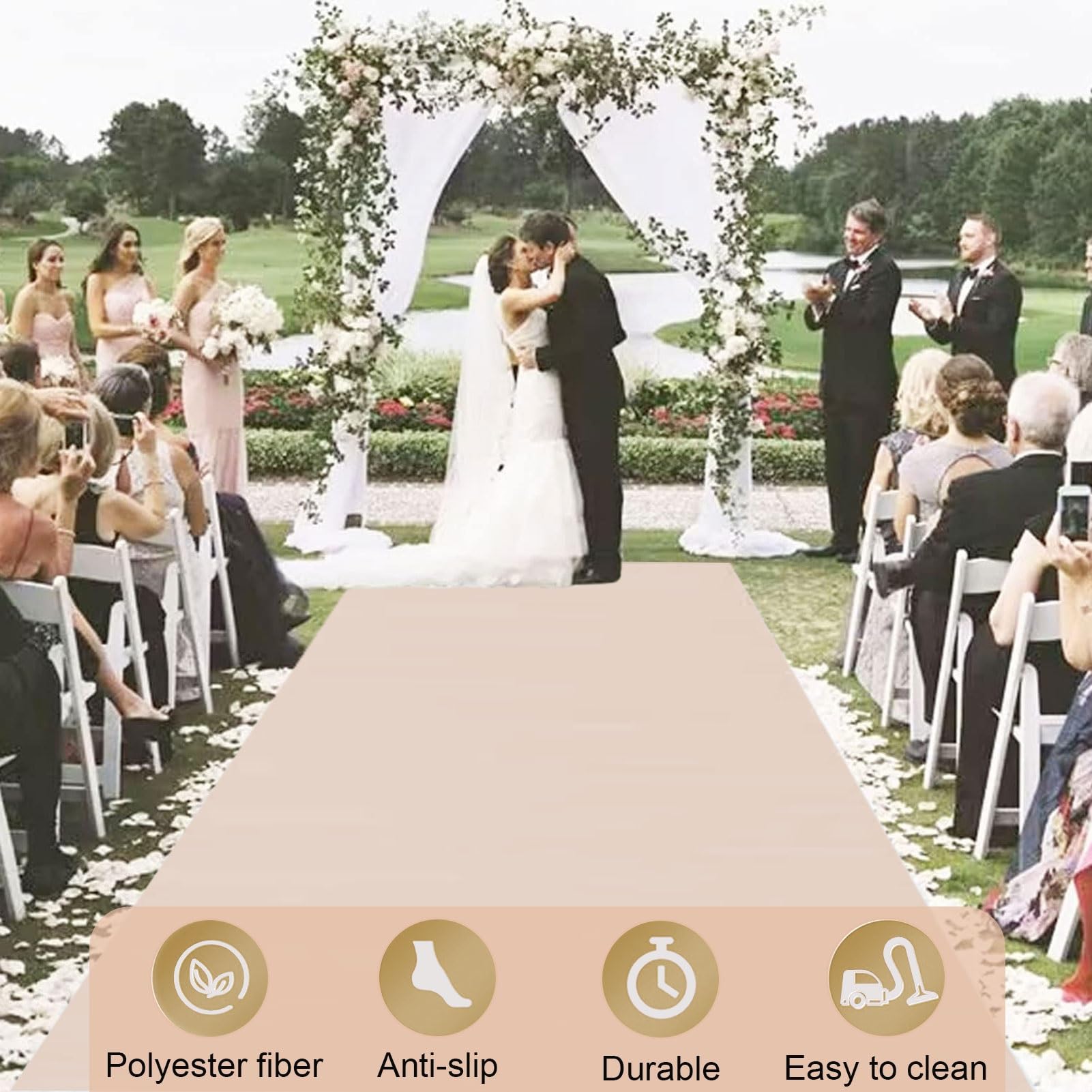 Luyckfrazy Champagnerfarbener Gangläufer, Hochzeitsteppich, 10 m, 20 m, Event-Zeremonie-Teppich, 2 mm dick, Rollbahn-Teppiche, Rolle für Kirche, Party, Abschlussball, Flur, Dekoration (Size : 1x50m)