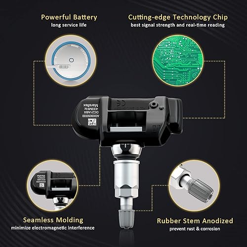 Miniatura 2 de Marsflex Sensor TPMS compatible con Mercedes Benz SMART AMG Freightliner Sprinter 433MHz 4pcs, sistema de monitoreo de presión de neumáticos