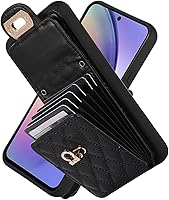 Vista 2 de XYX Wallet Case for Samsung Galaxy A54 5G, Crossbody Strap PU Leather Accordion Organizer Card Holder Protective Case with Adjustable Lanyard, Black