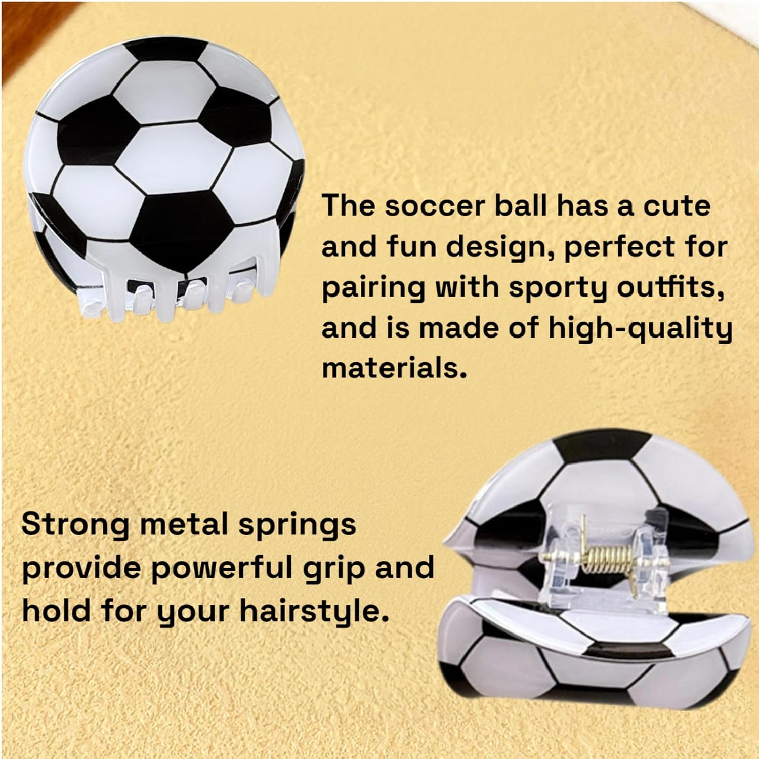 Soccer Hair Clip, Acetate Fiber Hair Claw Clip Football Fun Claw Clip for Women, Suitable for Thick Hair 1Pc