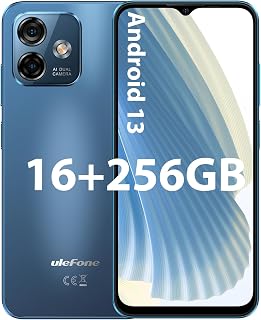 Unlocked Cell Phones Canada, Ulefone Note 16 Pro(16+256GB) Unlocked Smartphone, Android 13, 50MP Dual Cameras, 6.52-inch Screen, Ultra Thin & Light, 4400mAh, OTG/Reverse Charge, 4G LTE Phones (Blue)