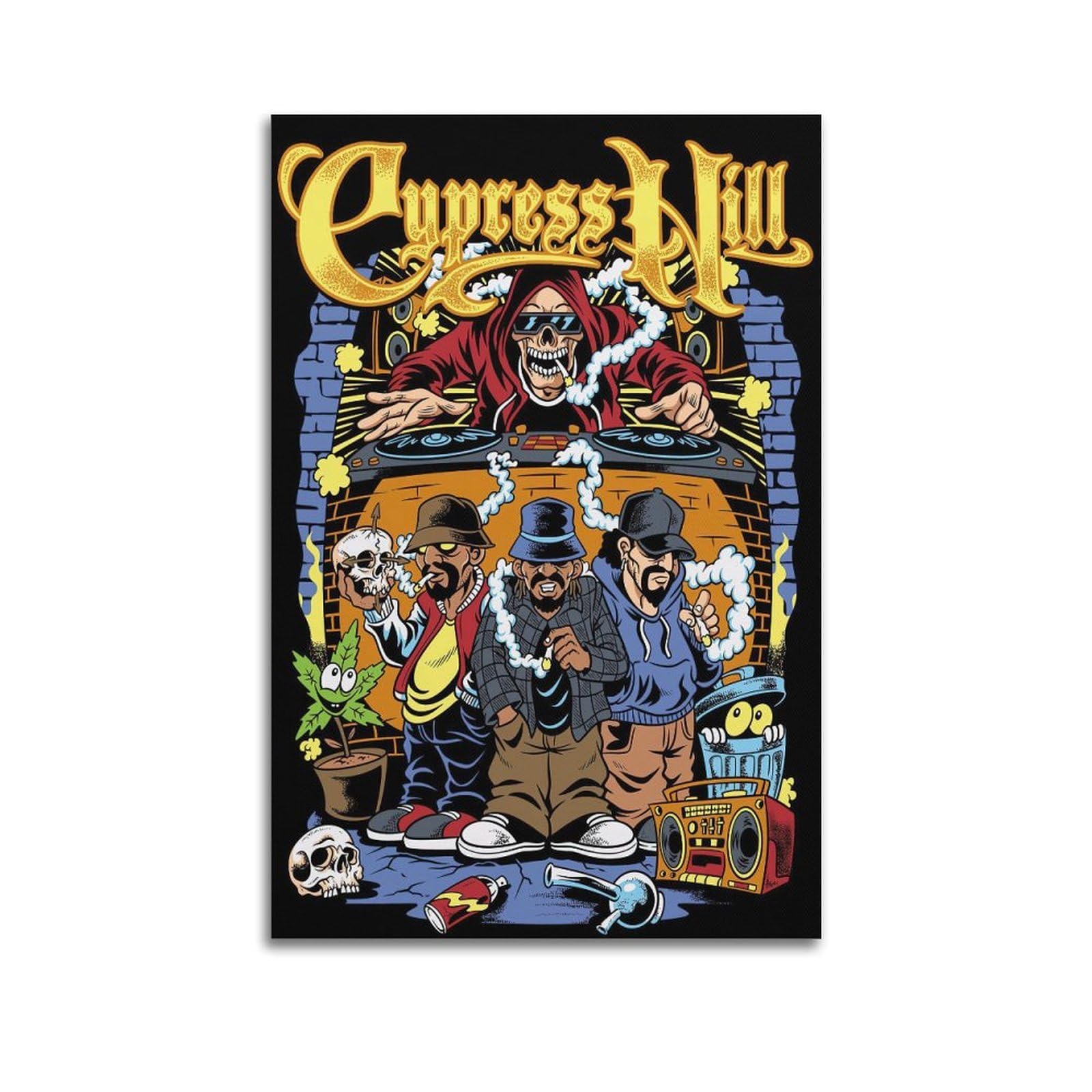 WGJYMX Music Illustration Cypress Hill Group Decorative Painting Canvas Wall Posters And Modern Family Bedroom Decor 08x12inch(20x30cm)