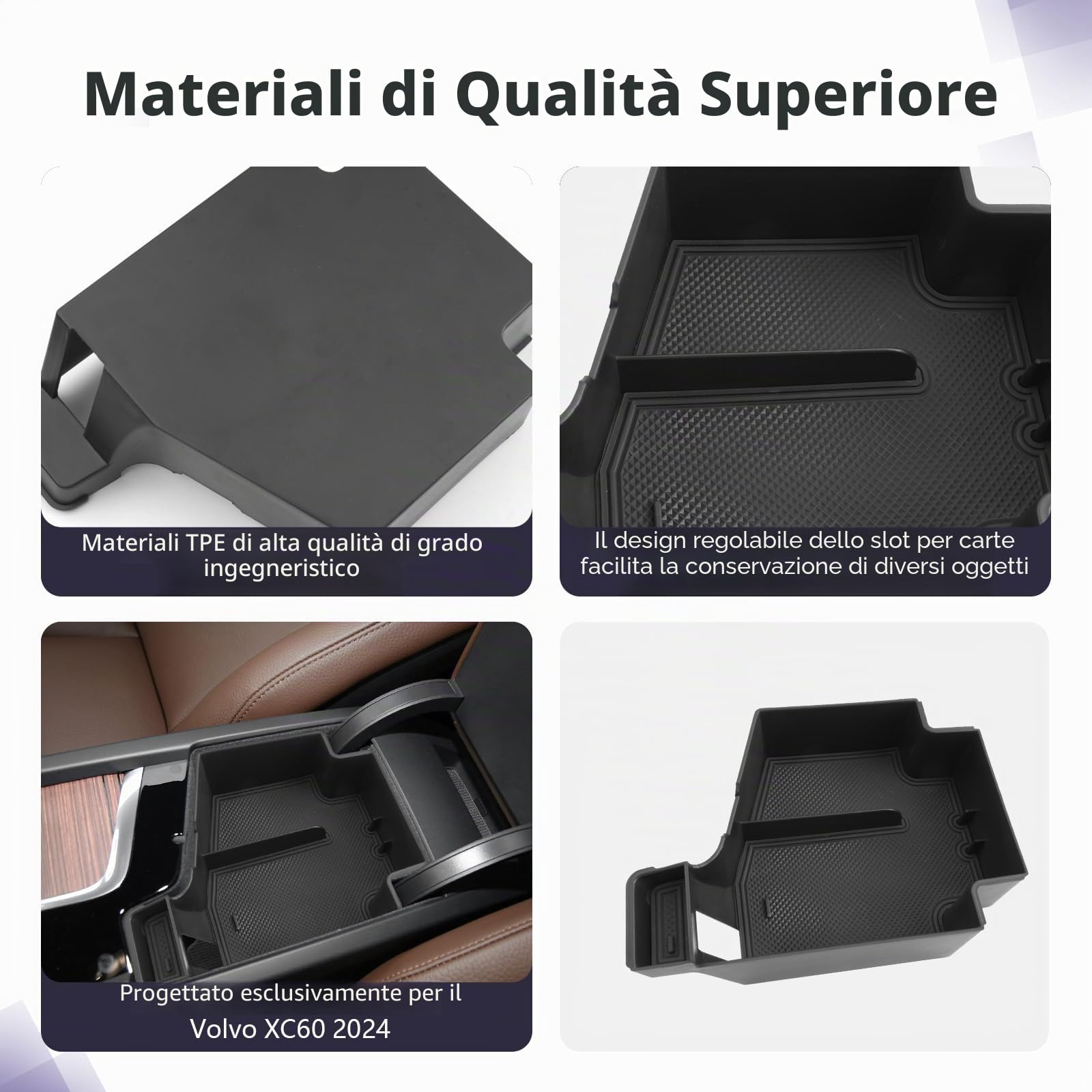 LUWU Compatibile con Volvo XC60 XC90 V60 S60 V90 S90 2018-2025 2026 Console Centrale Portaoggetti Bracciolo Organizer Vassoio Portaoggetti XC60 XC90 V60 S60 V90 S90 Accessori