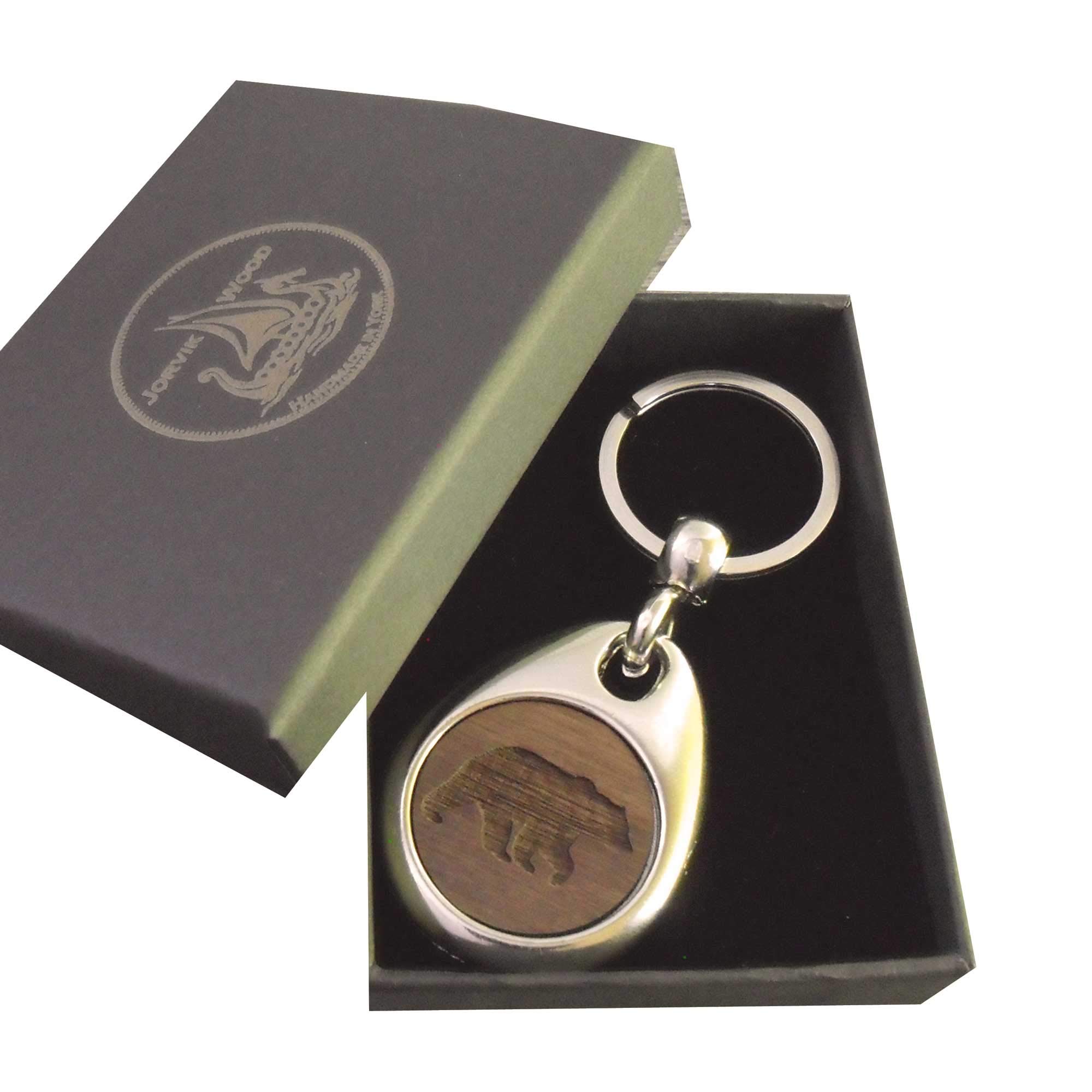 Bear Design Wooden Keyring with Gift Box