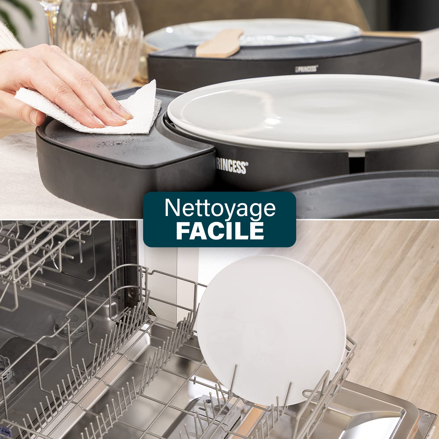 Ensemble de cuisson convivial Princess Dinner4All Circle - 4 plaques de cuisson individuelles - 2 utilisations - 4 x 250 W - Spatules incluses